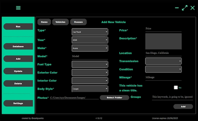 Add New <strong>Vehicle</strong> in database