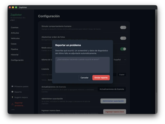 <strong>Reportar un Error</strong> -- Envia Feedback Directamente